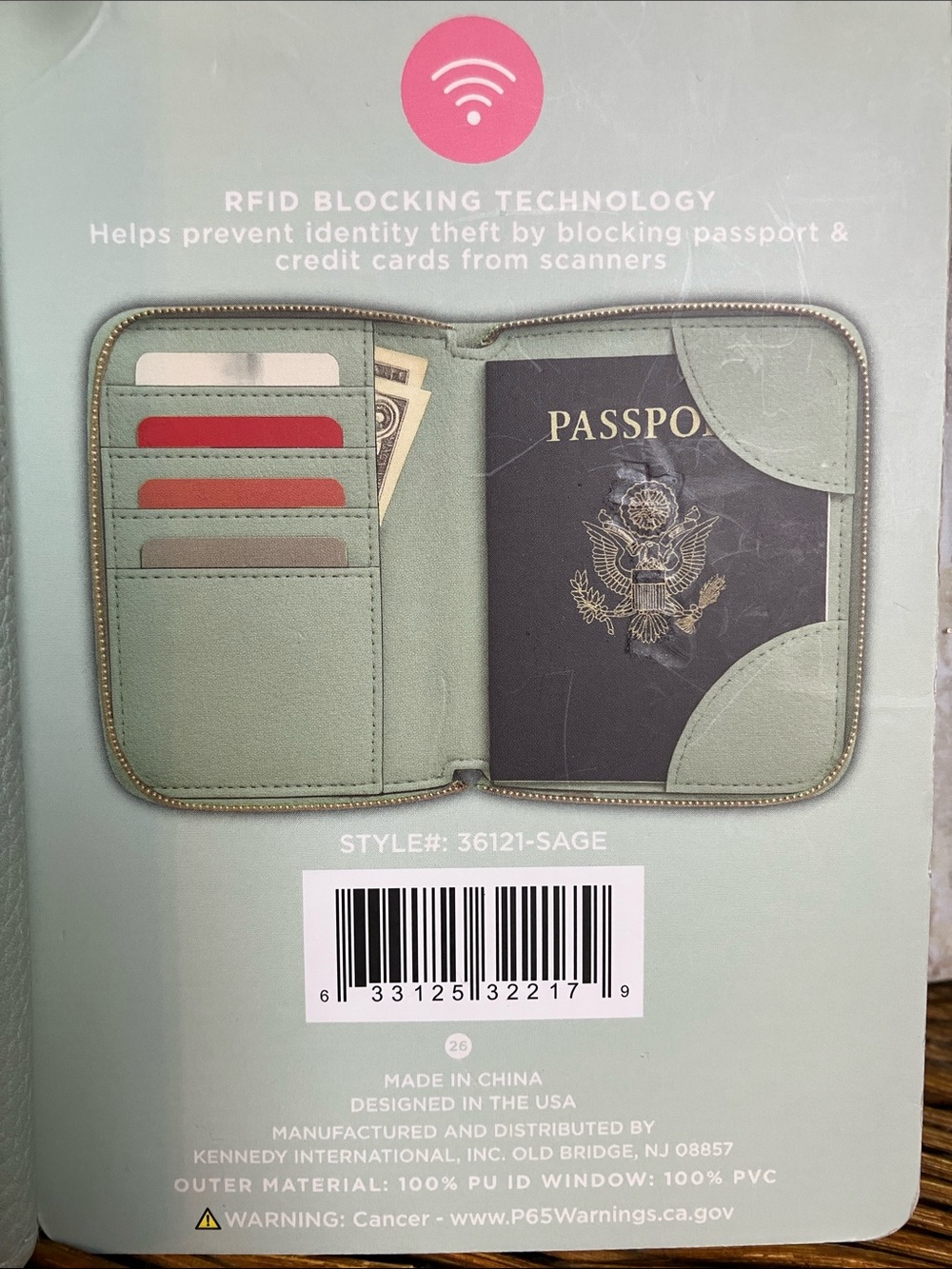 RFID Passport Wallet - Mint & White Striped & a free gift( hair pins/necklace) - Picture 5 of 10